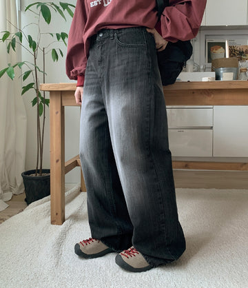 Gabomen Banding Washing Black Blue Straight Pants